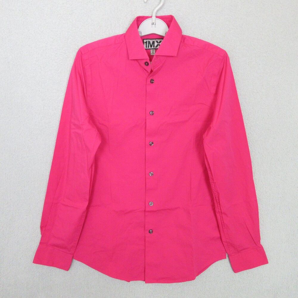 Express 1MX Shirt Mens S Slim Fitted Long Sleeve Button Up Fuchsia Pink Dress